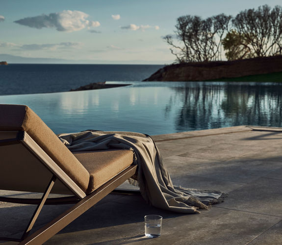 Zelia Resort Halkidiki pool view and one sunbed
