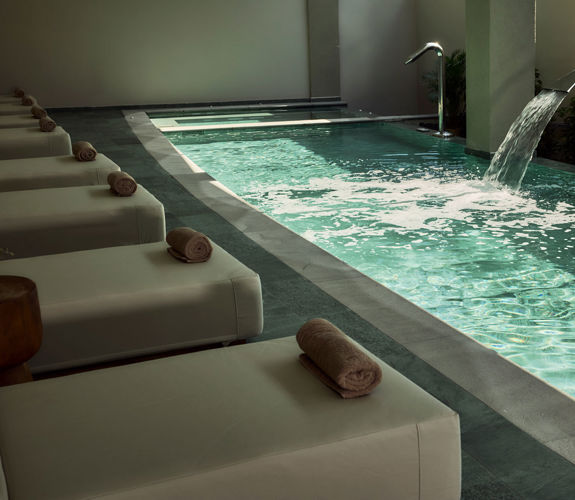 Zelia Resort Halkidiki Spa indoor pool and sunbeds
